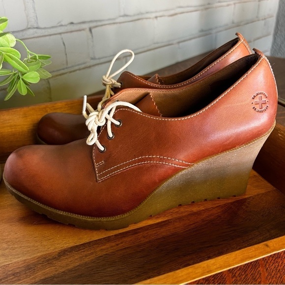 Doc Martens MiMi Wedged Heels British Tan Leather Oxfords | Size 11 - Picture 3 of 7